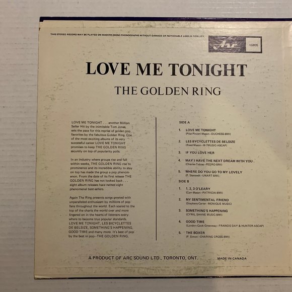 The Golden Ring – Love Me Tonight - Vinyl LP Record - Picture 2 of 4